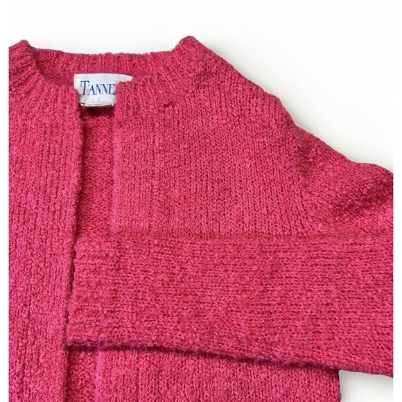 Vintage Tanner Hong Kong Bouclé Knit Cardigan Pink Wool Blend Size S - Picture 4 of 6